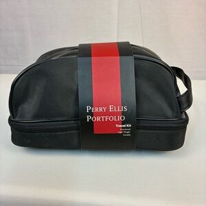 NEW Perry Ellis Portfolio Dopp Kit Toiletry Bag in Black